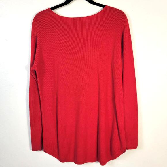 Talbots Festive Season Sweater Womens M Red Texture Cashmere Blend Winter Party - Picture 2 of 8